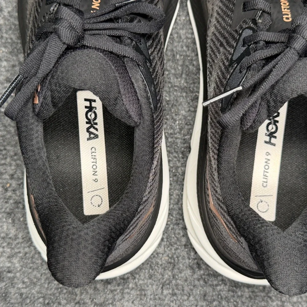 Hoka Clifton 9 Running Shoes Women's 9 Black Rose Gold Athletic‎ Run Training